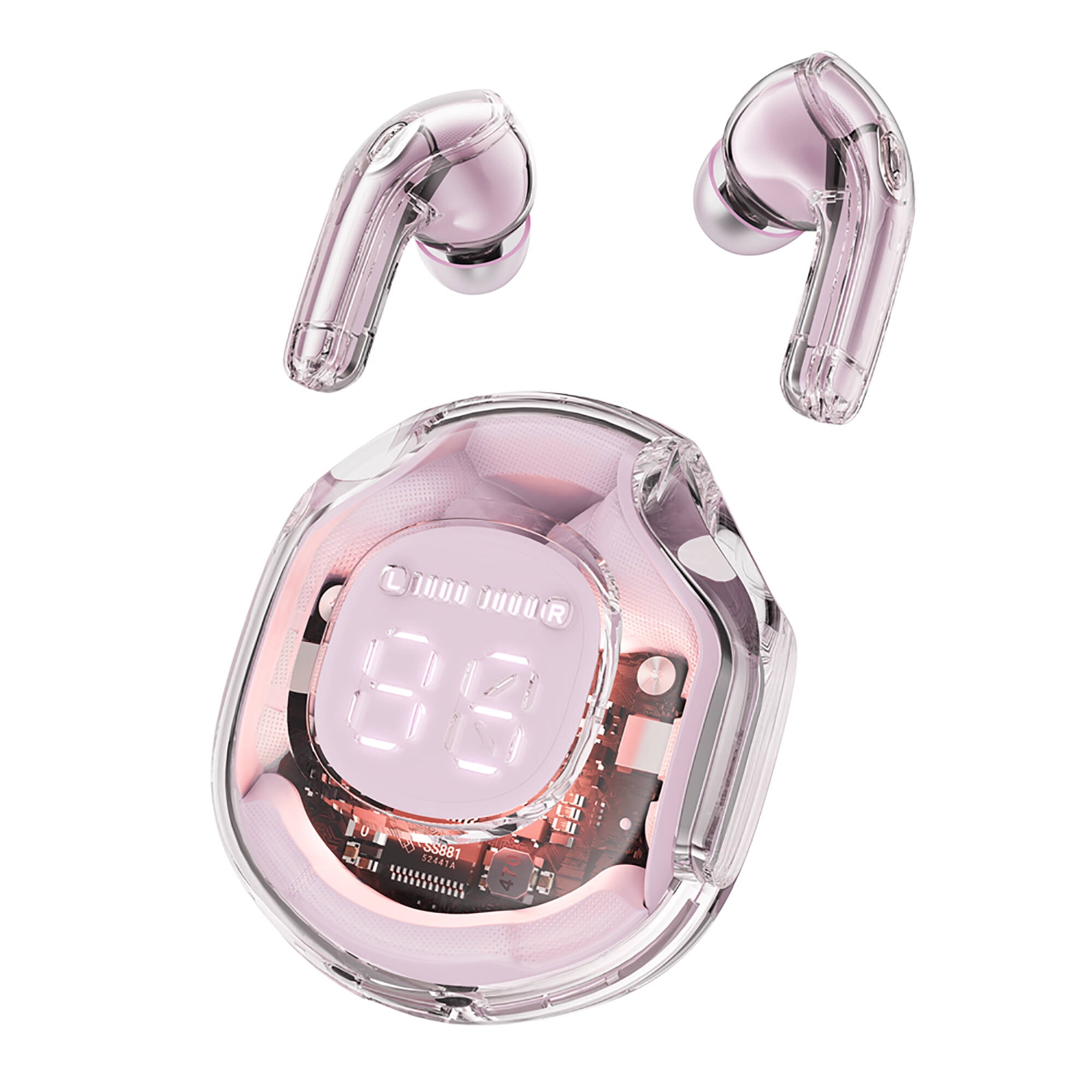ACEFAST TWS Wireless Bluetooth Earbuds Bass Stereo Noise Reduction Headset with Mic in Ear Headphones for Iphone/Android (Lotus Pink)