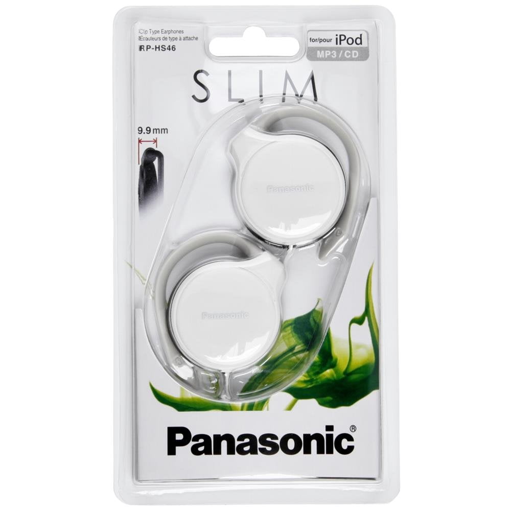 Panasonic RPHS46EW White Slim Clip Powerful Sound Wired on Ear Headphone With Ultra Slim Housing