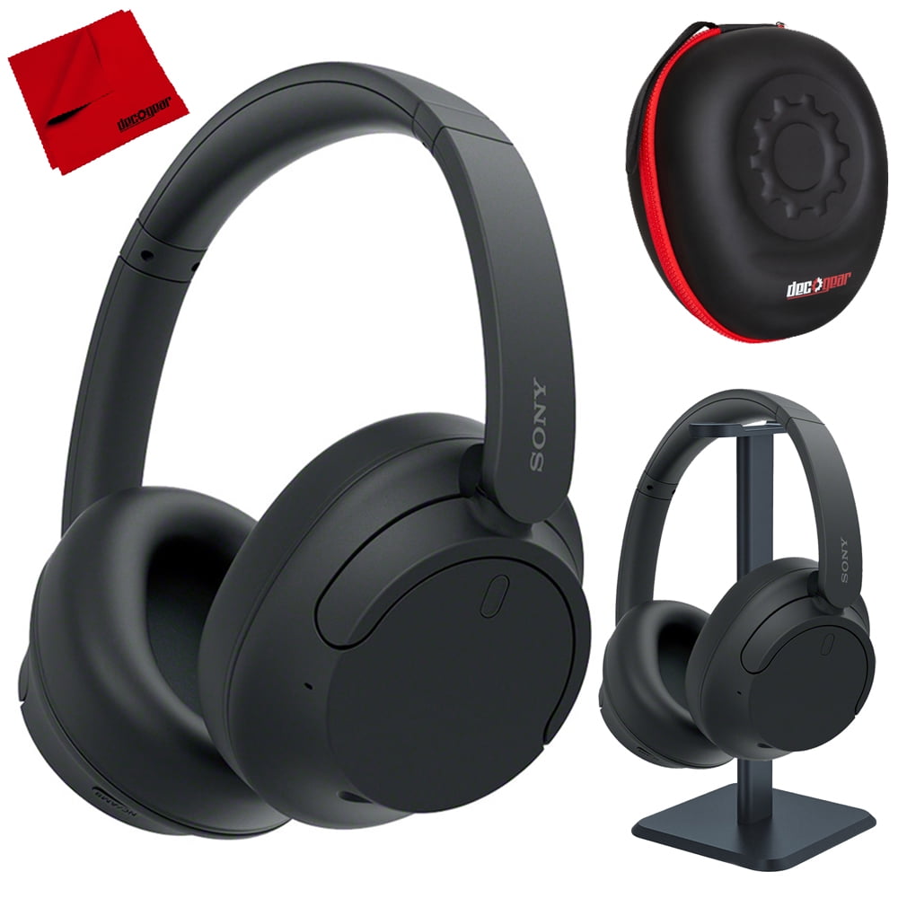 Sony WH-CH720N/B Wireless Noise Cancelling Headphone, Black Bundle with Deco Gear Hard Case + Pro Audio Headphone Stand + Microfiber Cleaning Cloth