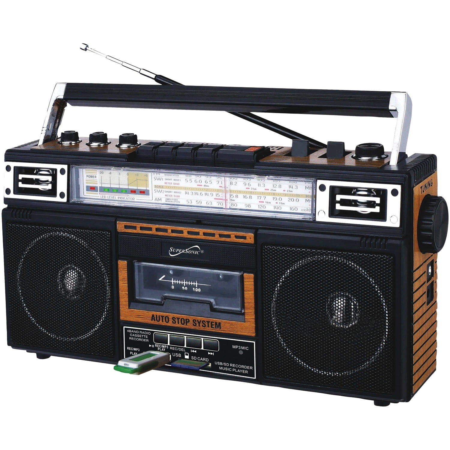 Supersonic 4 Band Radio and Cassette Player + Cassette to Mp3 Converter & Bluetooth